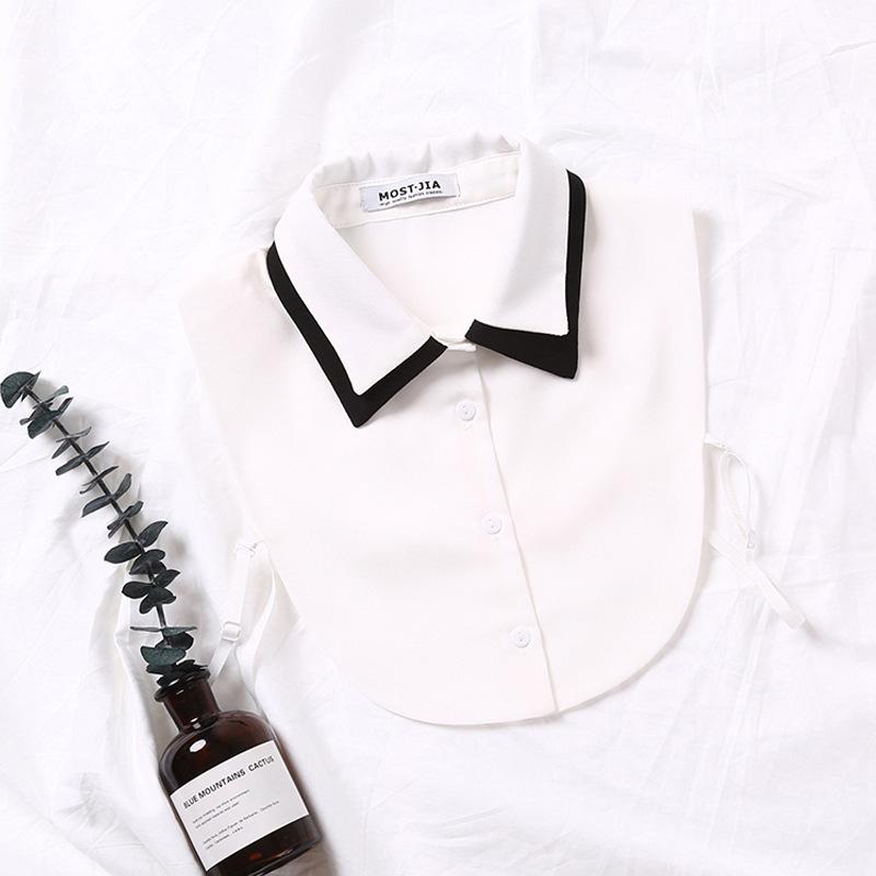 

Поддельный воротник в иностранном стиле, женский двухслойный декоративный воротник, модный и универсальный, белый заостренный воротник, черный поддельный воротник