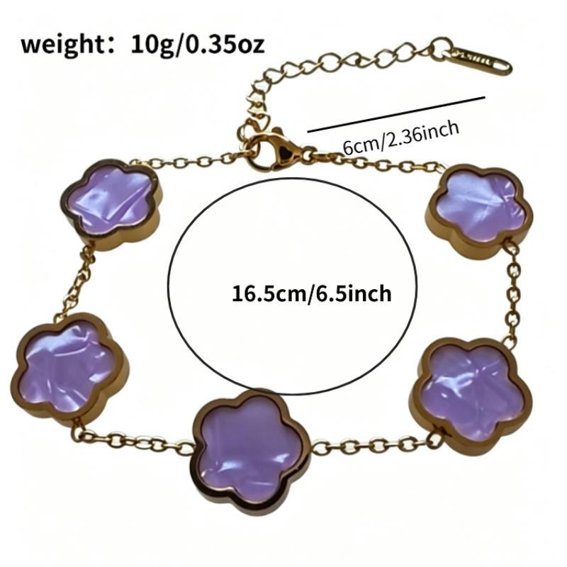 Five Leaf Flower Double Sided Bay Lucky Flower Bracelet Stainless Steel Fashion Luxury Fulu Bracelet