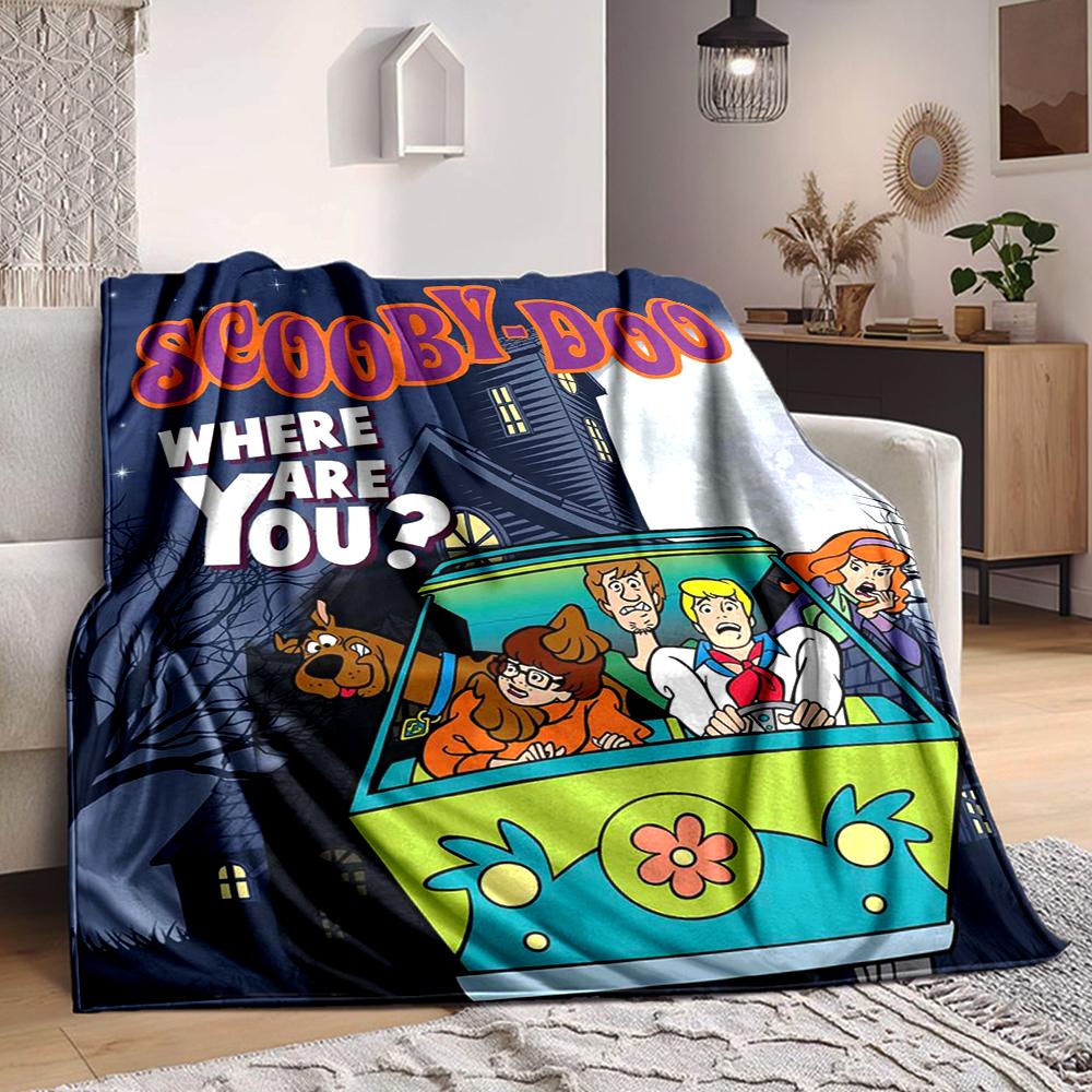 1Pc Scoobydoo Mystery Night Flannel Blanket, Soft And Comfortable, Casual Warm, Camping Travel, Christmas, Halloween Xmas Gift L136
