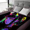 Vibrant Demon Character Blanket - Soft Cozy Throw with Neon Colors, Perfect for Home Decor, Unique Gift for Anime Lovers
