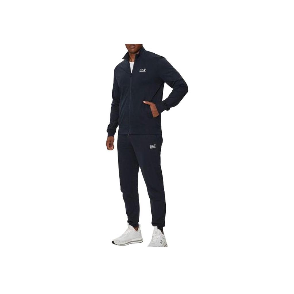 Emporio Armani Einfarbig Logo Print Stehkragen Reißverschluss Langarm Elastisch Hohe Taille Lässiger Sportanzug Herren Anzug Blau 8NPV60-PJVRZ-1562