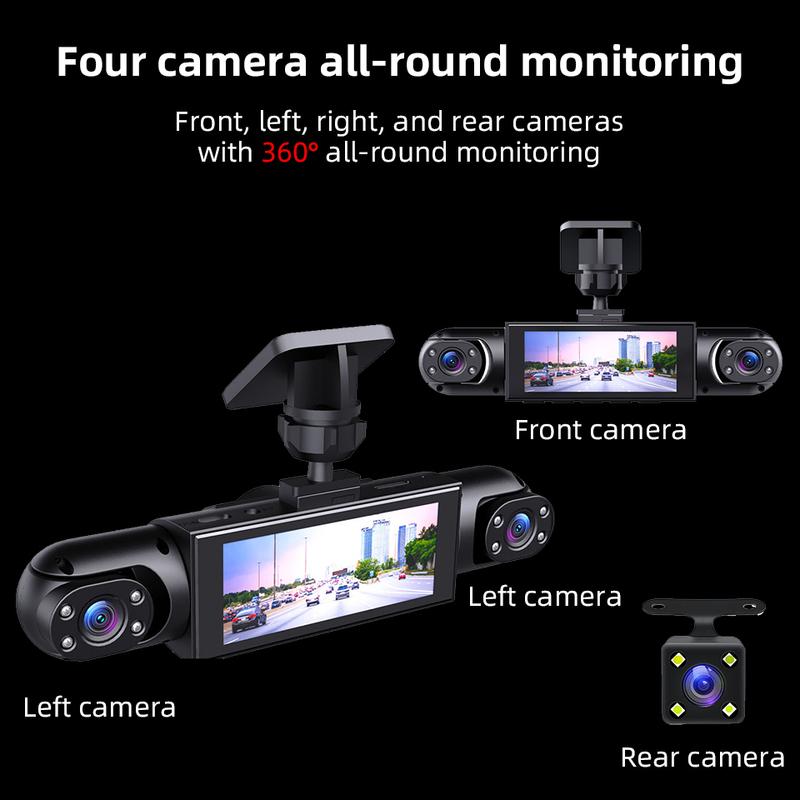 4 Channel Dash Cam Mini Driving Recorder 1080P Video Recorder with Night Vision Parking Surveillance Car DVR Camera
