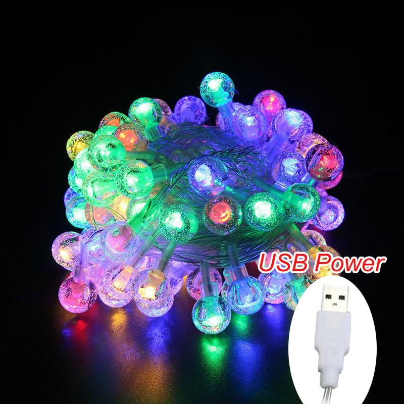 

3 6 10 м Сделай сам Светодиодные гирлянды Теплый Многоцветный Хрустальные шары Гирлянда USB Рождественская гирлянда Свадьба Сад Праздничное украшение 3M 20leds разноцветный