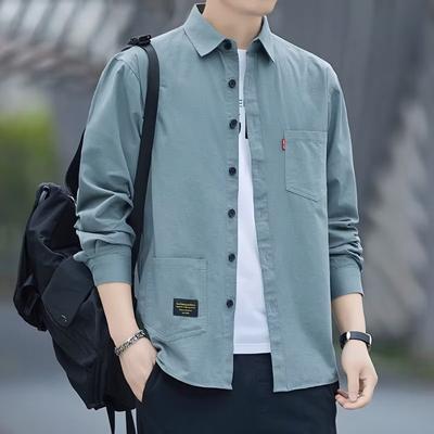 Herren Langarm Button-Down Hemd Cordstoff Mehrere Taschen Utility-Stil Lässiges Oberteil