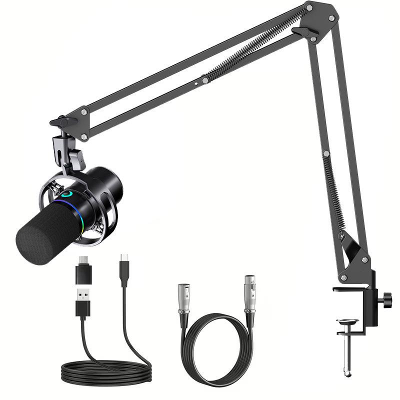 WM8 Dynamic USB XLR RGB Microphone for Desktop eSports and Live Streaming with Sound Card