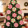 Outdoor Holiday Lawn Decorations 12Pcs Christmas Candy Yard Stakes, Hollow Board Garden Decor with Metal Spikes, Tree Ground Inserts Red White