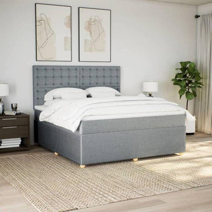 VidaXL Sommier à lattes de lit avec matelas Gris clair 180x200cm Tissu 3292149