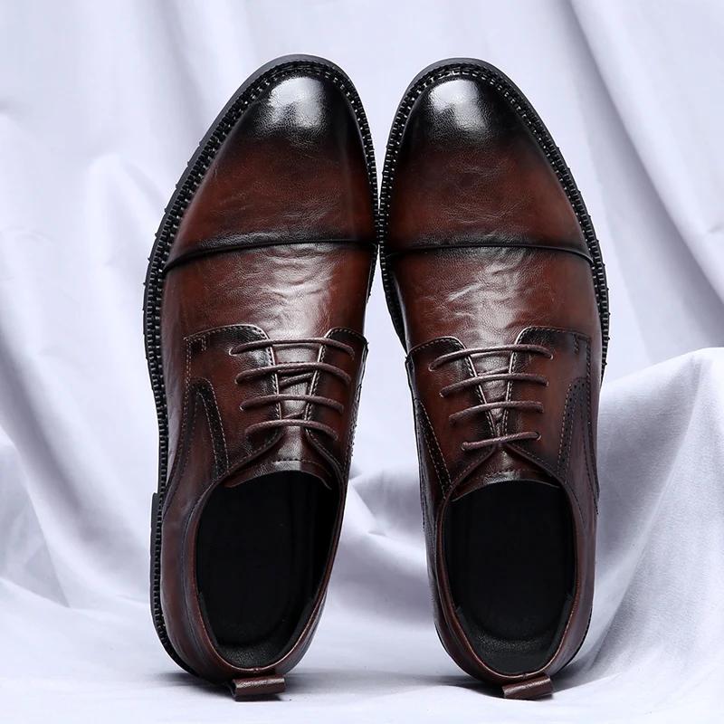 Мужские кожаные туфли на шнуровке — фото 4