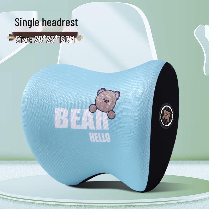 Cartoon Bear Memory Foam Lumbar & Headrest Pillow Set for Car