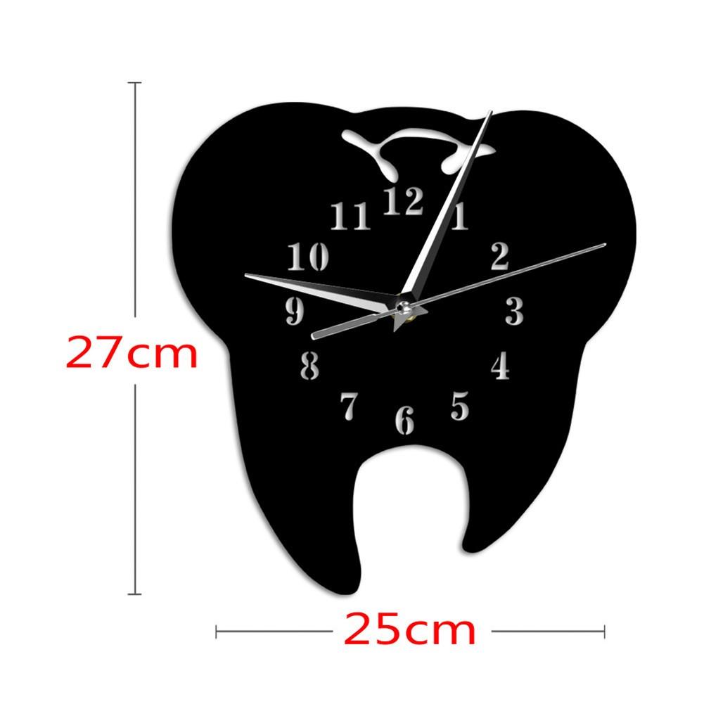 Stylish 1 Pc Creative Teeth Mirror Wall Clock Modern Diy Acrylic Home Decor