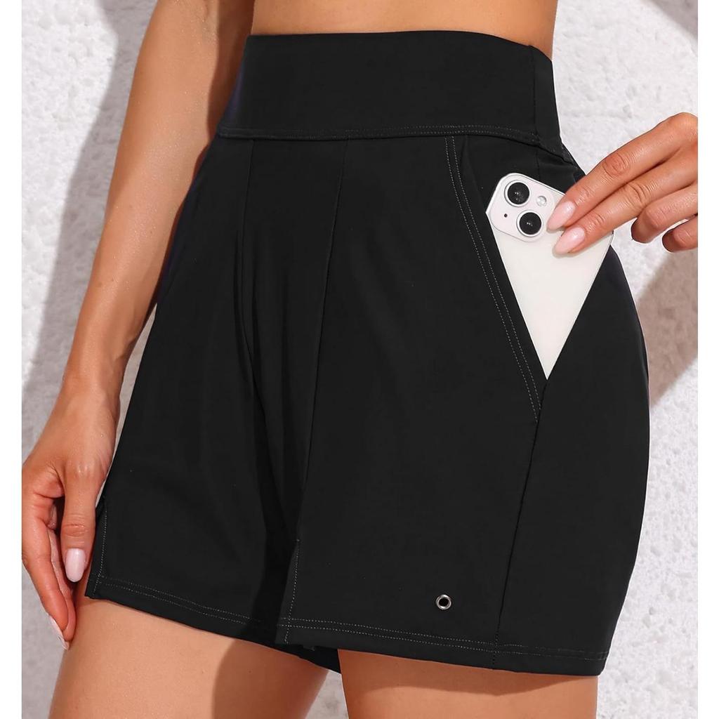 CHARMLEAKS Women Swim Shorts with Pockets High Waisted Bathing Suit Bottoms Tummy Control Swimsuit