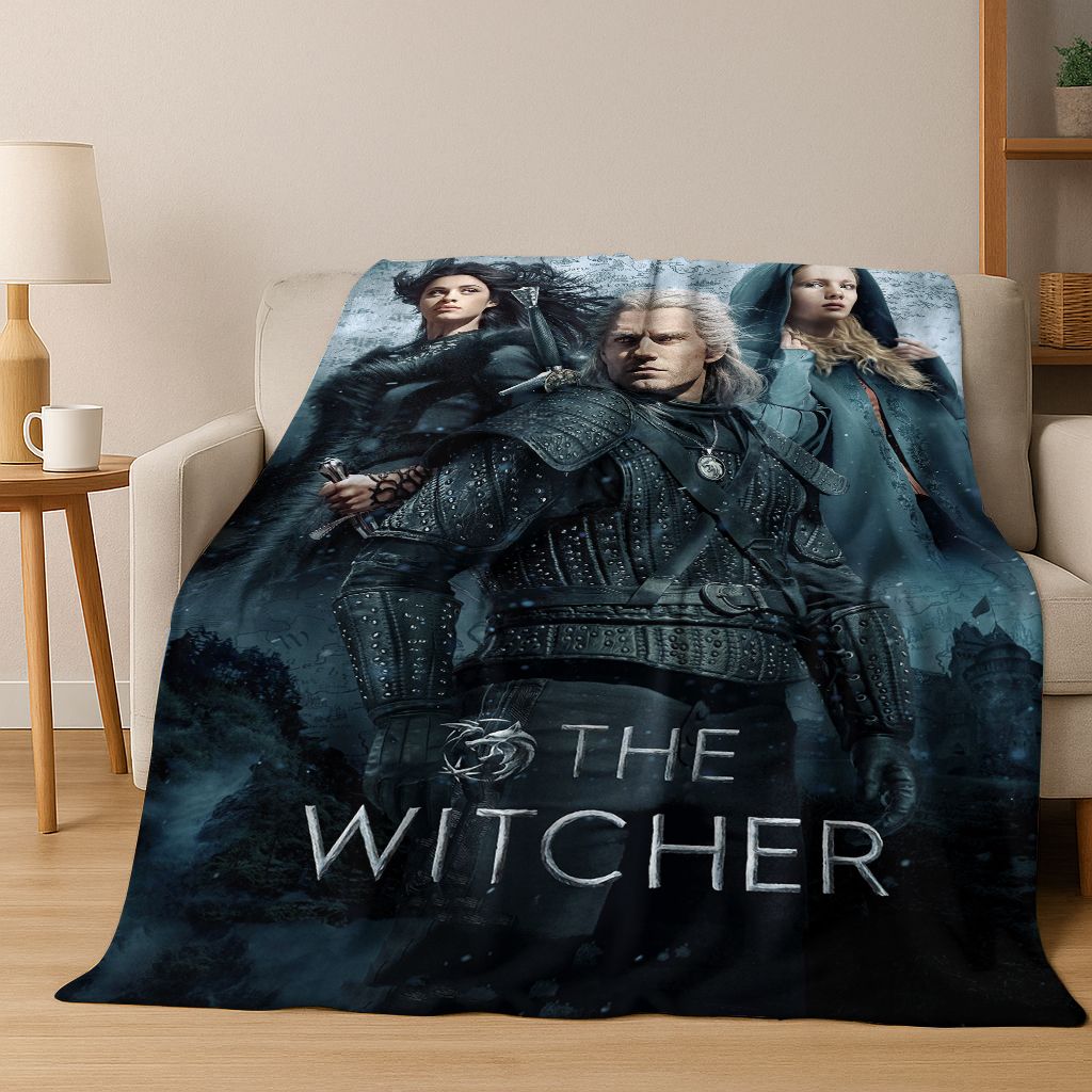 3D The W-Witcher Geralt Games Cartoon Flannel Blanket,Warm and Cozy Soft Throw Blanket for Home Bedroom Bed Sofa Cover Kid Gift