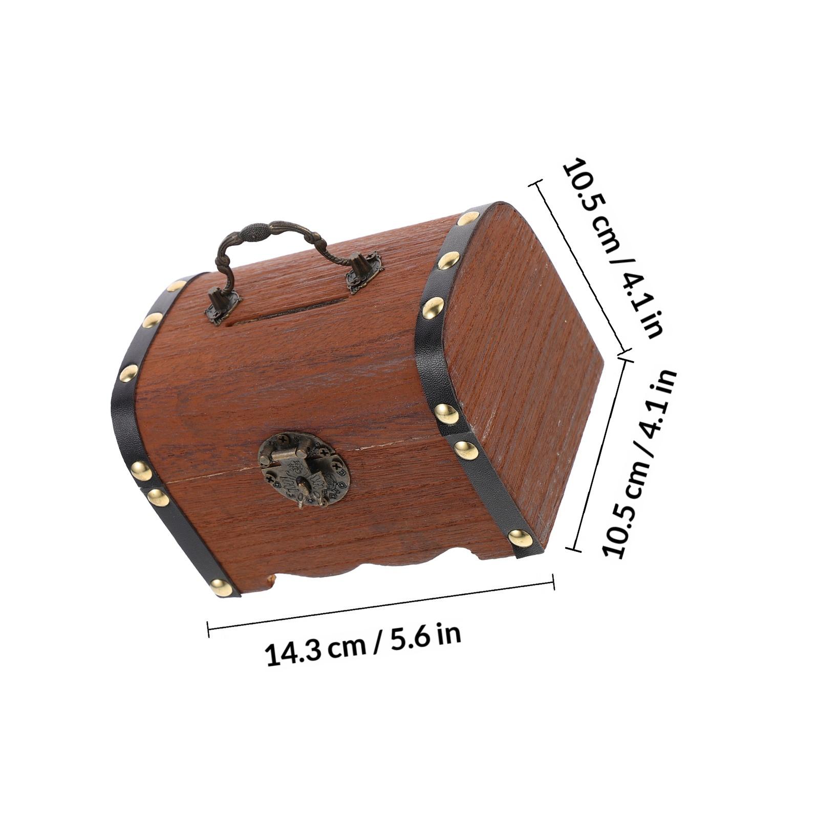 

1 pc Wooden Piggy Real Wood Material Saving Coin Bank Vintage Storage Box Home Office Decor Piggy Bank