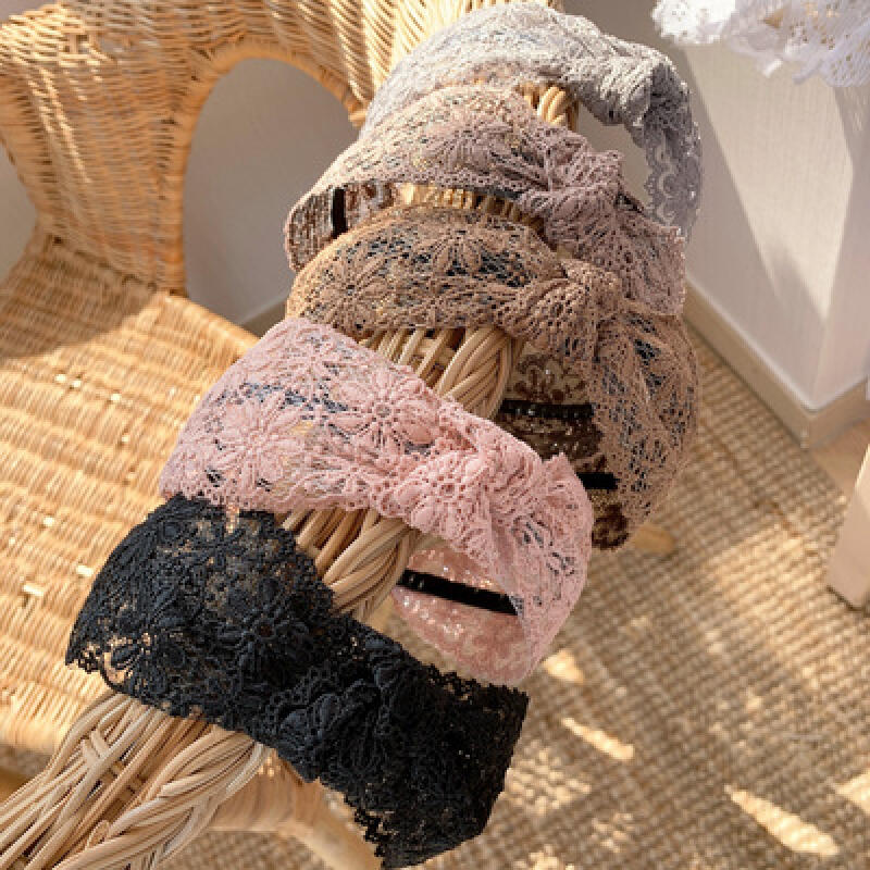 Вышитый Цветочный Кружевной Ободок для Волос gray