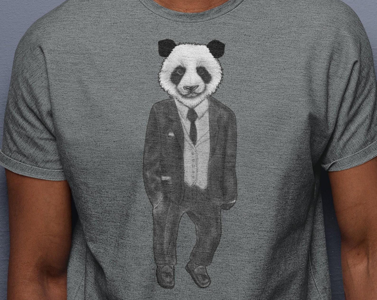 Cool Suit Panda Mens Graphic T-Shirt, Stylish Panda Tee, Graphic Tee, Animal Lover Shirt, Funny Boyfriend Gift, S