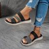 Ladies' Multi-color Elastic Ribbon Slippers with Velcro Adhesive Soft Sole Outdoor Walking Slippers