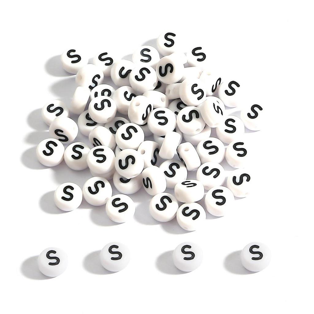 100Pcs Acrylic Letter Round Flat Beads DIY Jewelry Making Accessories