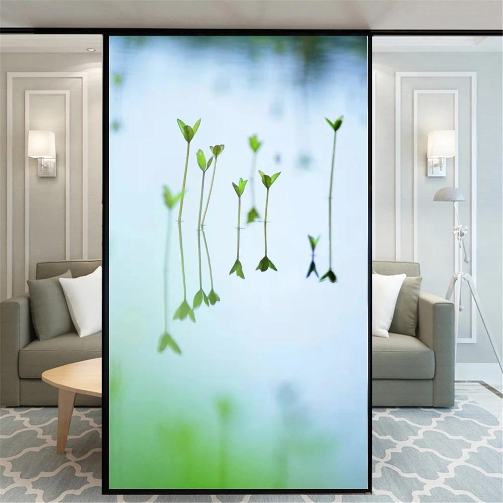 Static Cling Privacy Windows Film Decorative Plant Style Stained Glass Window Stickers   Frosted Windows Film For Home