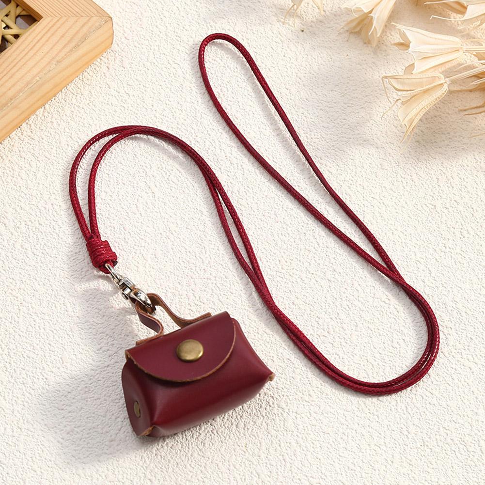 Portefeuille Mini en Cuir Vintage Collier Femmes Mode Porte-Clés Pendentif Chaîne Longue Accessoire