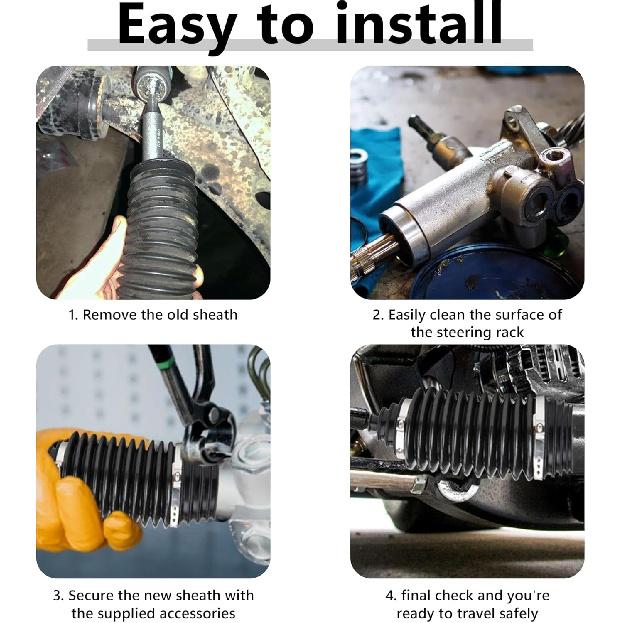 Steering Rack Boot Kit, Universal Steering Rack And Pinion Tie Rod Boots, Dustproof Silicone Inner Tie Rod Boot Set With Rack And Pinion Bellow Cable