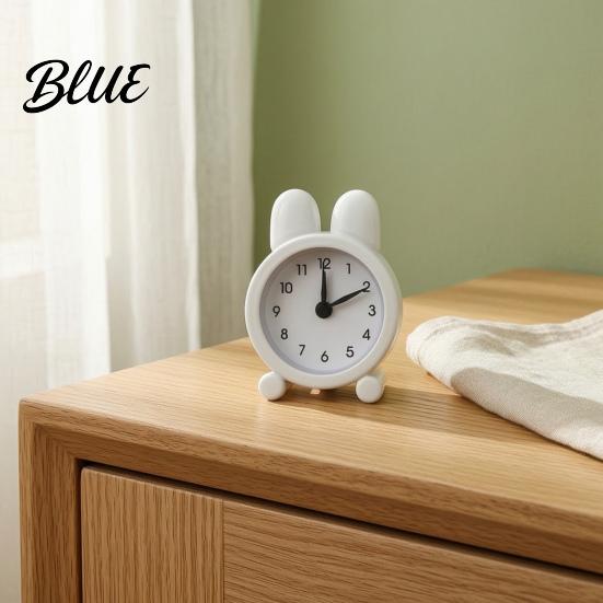 Tischuhr Metall Cartoon Hase Wecker Stumm Nicht Ticken Kinder Ruhig Batteriebetrieben Schreibtisch für Zuhause Schlafzimmer Arbeitszimmer