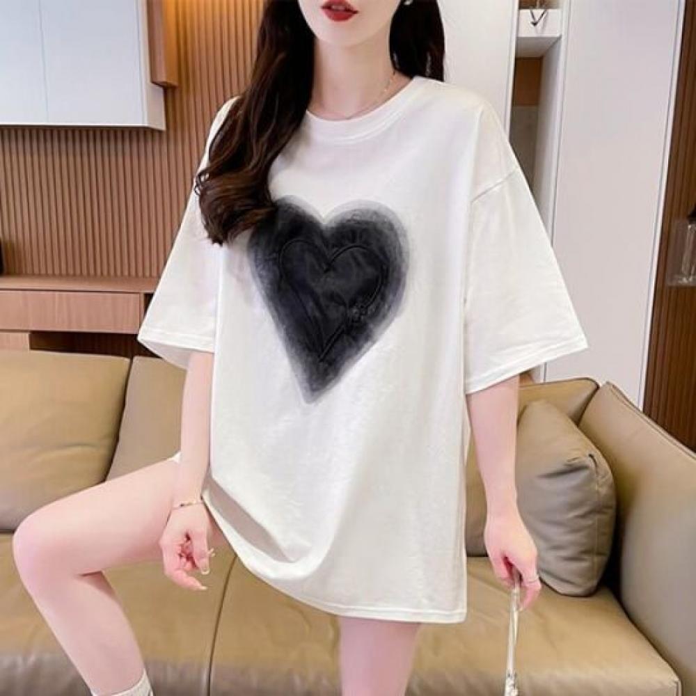 Navava Women Lovely HearT PrinTing Loose FiT T shirT nT2437