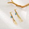 Stainless Steel Zircon Pendant Tassel Drop Earrings for Women Girls Ear Jewelry Party Gifts