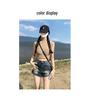 Women's Retro Distressed High-Waisted Denim Shorts - American Ins Style, Stretchy A-Line Bodycon Hot Pants