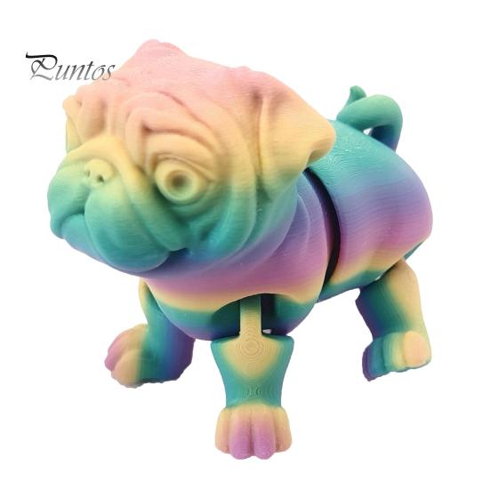 

3D-печатный щенок, коллекционная игрушка-мопс с подвижными суставами, гибкая игрушка-мопс для снятия стресса для детей и взрослых, подарочный декор стола разноцветный
