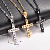 Stainless Steel Zirconia Cross Necklace Pendant for Women Men Religious Charm Chain Christian Faith Prayer Metal Jewelry