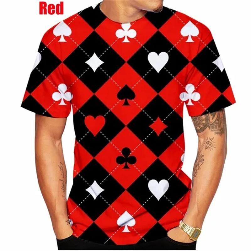 Ny Mode Poker 3D-tryckt T-shirt Sommar Casual Herr Dam Hip Hop Oversize Kortärmad T-shirt Street Wear Toppar