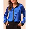 Fashionable Women’s Plain-coloured Shirt; Satin Two-tone Long-sleeved Top; Women’s Shirt