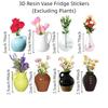 8Pcs Excluding Plants Vase Fridge Stickers Resin Mini Plant Vase Simulation Flower Vase  Gift