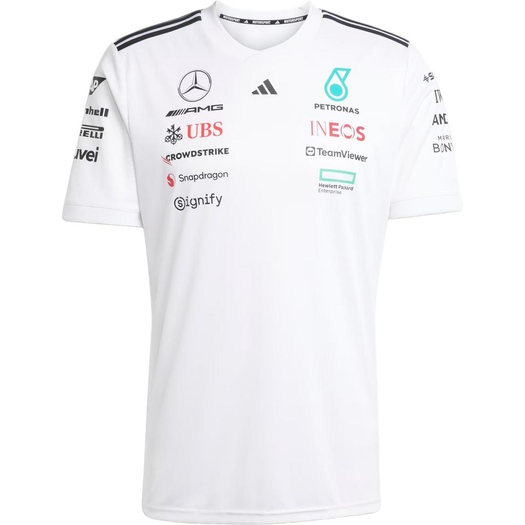 Adidas X Mercedes-Amg Petronas F1 Team Comfortable Simple Soft Short Sleeve Racing T-Shirt Men Tops White Black JX5798