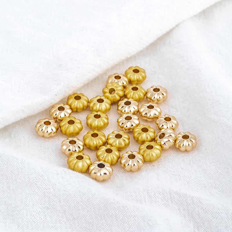 18k Matte Gold Frosted Pumpkin Spacer Beads for DIY Jewelry