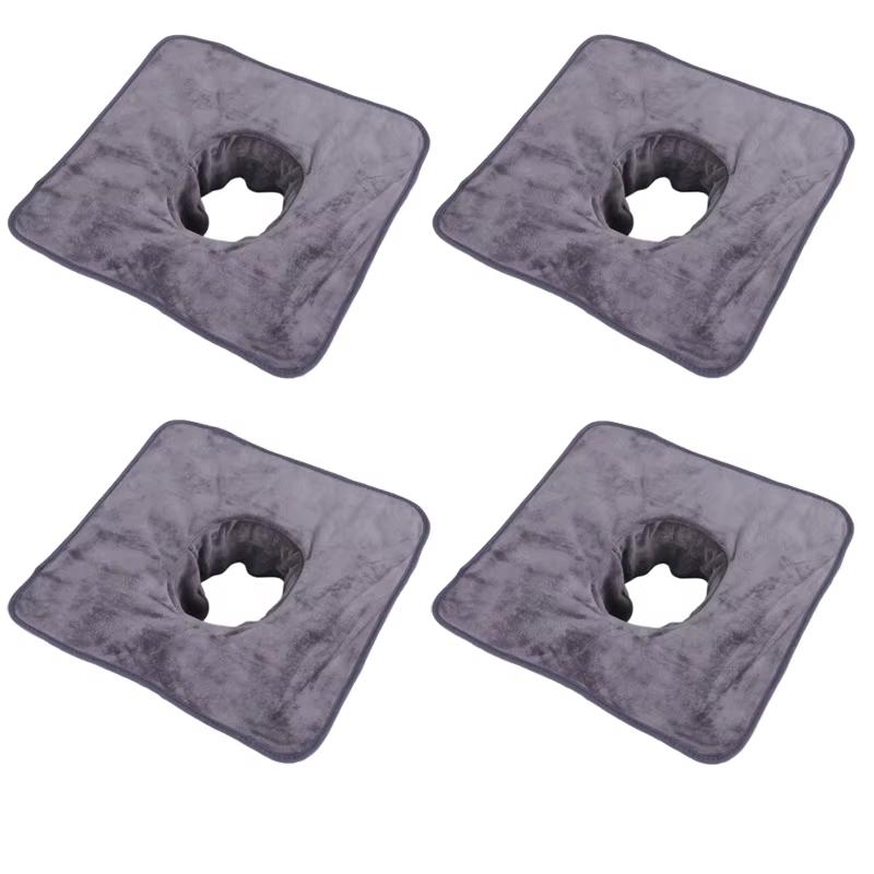 4/5 Stück 35x35cm Schönheitssalon Nachttisch Höhle Handtuch Massageloch Liegende Handtücher Gesundheitsmassage mit Loch Vorhang Gesichts-Spa Pflegeauflagen
