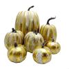 KX4B Stylish and Realistic 7Piece Gold Pumpkin Decor Set with Different Sizes and Shimmering Design DIY Halloween Decorations