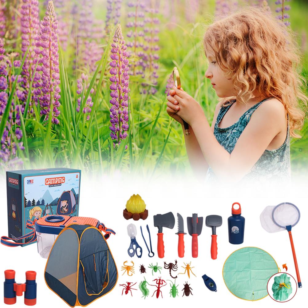 Kinder Camping Set mit Zelt Campingausrüstung Spielzeug mit Rollenspielzelt Outdoor Entdecker Set Camping