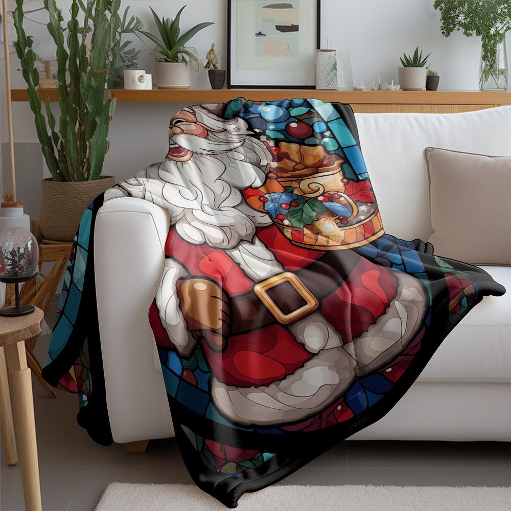 Tuniu Christmas Santa Cartoon Print Blanket for Sofa Bed Room Decoration Gift