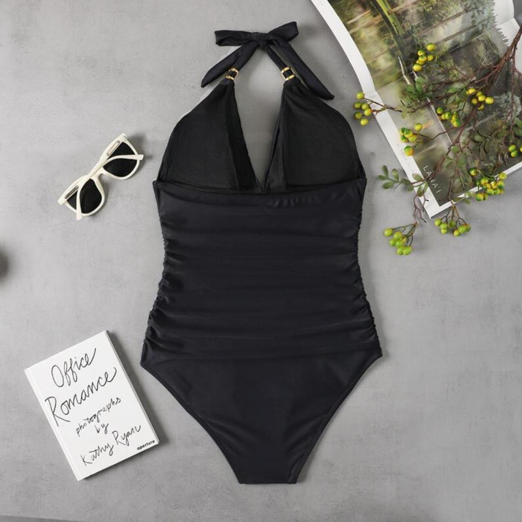 Slimming one-piece swimsuit black tied XL Slimming one-piece swimsuit black tied L