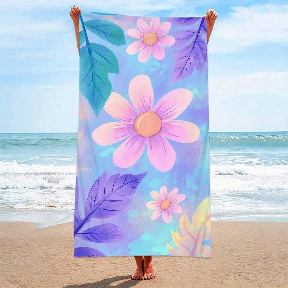 Pastel Floral Beach Towel Patterned Sunscreen And Windproof Suitable For Swimming Pool Camping Travel Blanket W40*H60(CM)