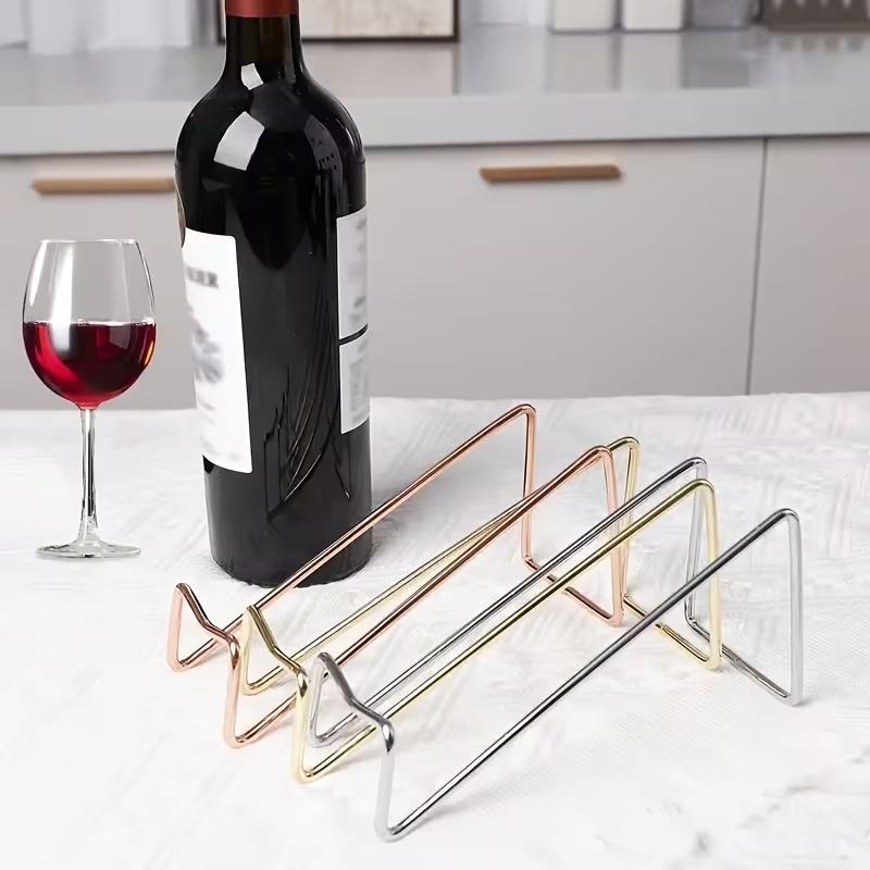 4pcs Elegant Black Iron Wine Bottle Holders Space-Saving Tabletop Wine Rack for Kitchen & Dining Decor Home Kitchen Organizer