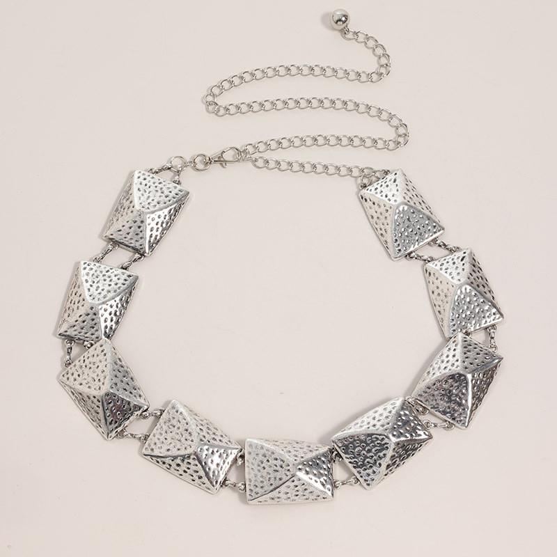 Geometric Metal Waist Chain With Hook Closure For Fashion Women Spring