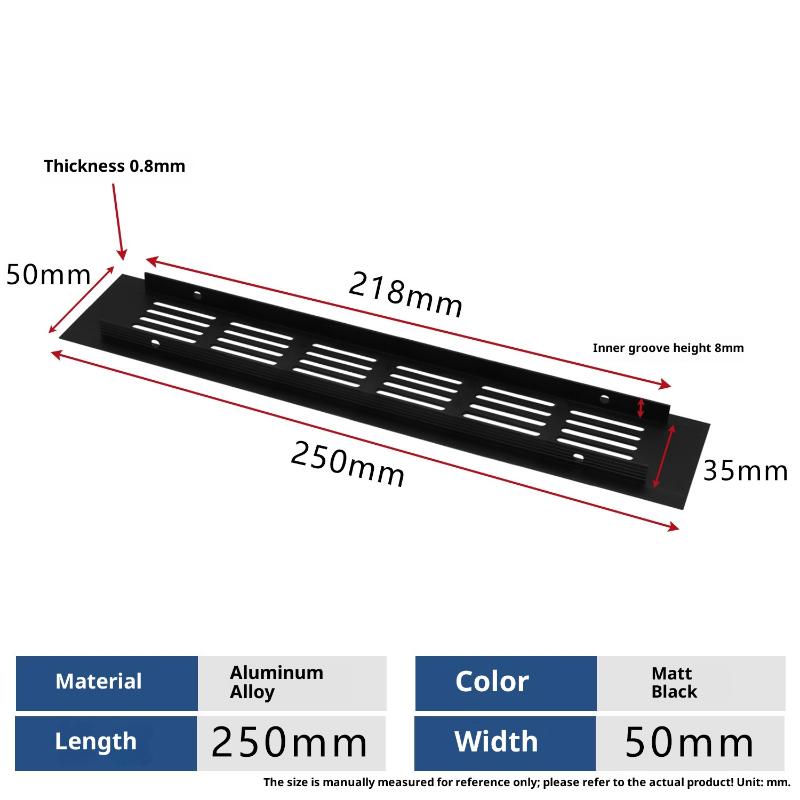 1Pcs Household Air Vent Grille Wall Ventilation Cover Wardrobe Parts 50/60/80mm*150-500mm Aluminum For Cupboard DIY Accessories