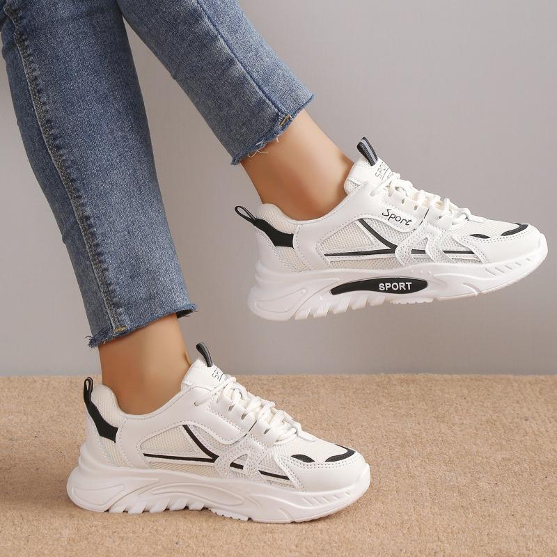 Women's Autumn Breathable Mesh Casual Sports Shoes, Black Soft-Soled Lightweight Dad Footwear.
