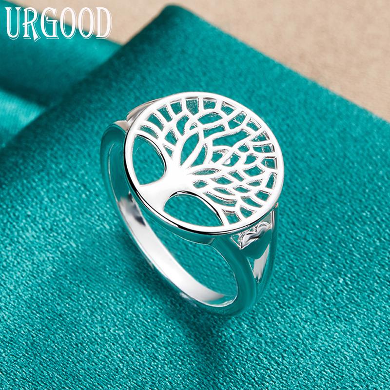 

925 Sterling Silver Round Hollow Tree Of Life Ring For Women Man Party Engagement Wedding Romantic Fashion Jewelry Gift
