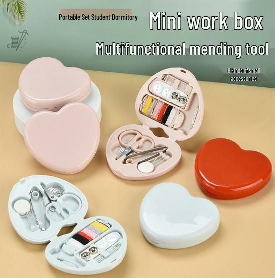 

Heart-Shaped Mini Sewing Kit: Portable Travel Essential 1 Pack - Random Color