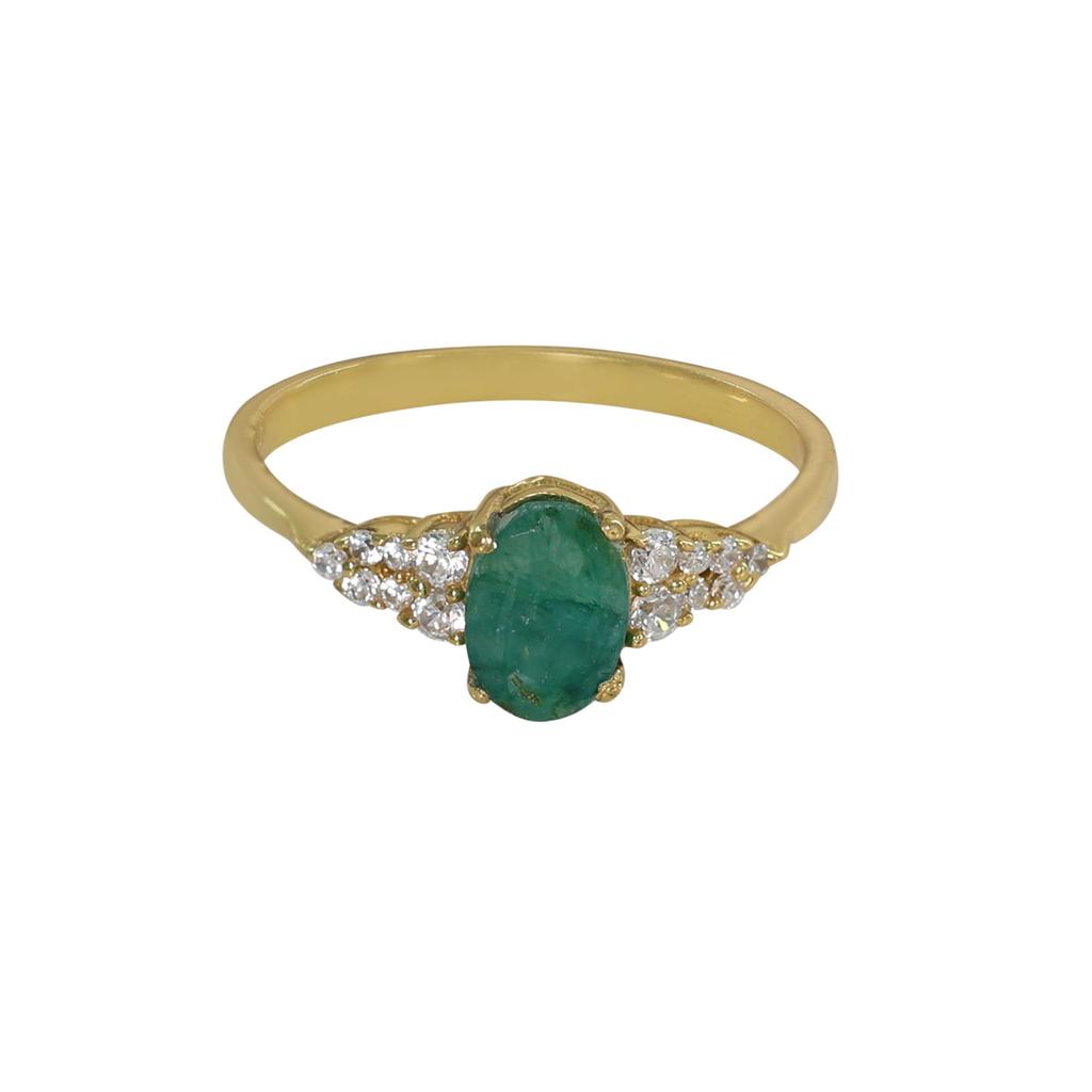 Laborgezüchteter Smaragdring, Geburtsstein Schmuck, 925 Sterlingsilber, Geschenk für Sie, Zarter Damenschmuck, Vergoldeter Ring