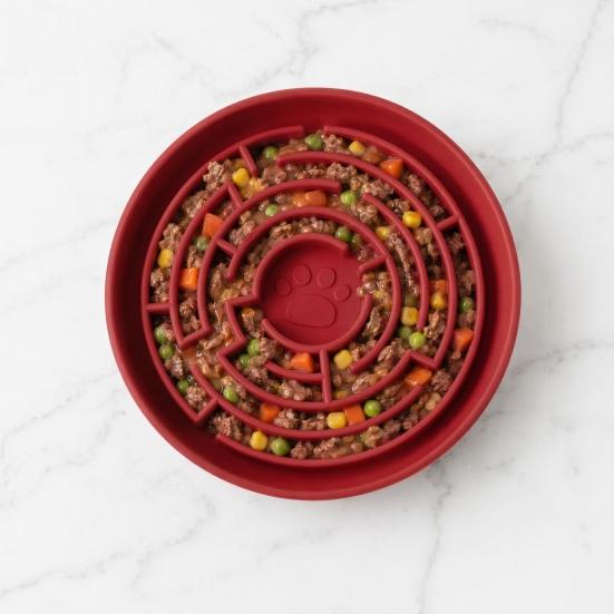 Slow Feeder Dog Bowl, Silicone Maze Slow Feeder Bowl, Prevents Choking, Suction Cup Non-Slip Dog Dish for Small to Large Dogs