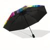 Regenbogen-Kugel Automatischer Faltregenschirm 8 Rippen, Stabiler Eisenrahmen, Helles Farbmuster Kompakter Reise-Regenschirm, Geeignet für Outdoor, B